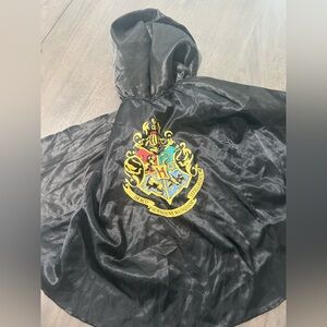 Kids Black Hooded Cloak with Hogwarts Crest